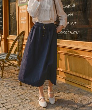 플라워배색버튼스커트 (KYSK2511052)