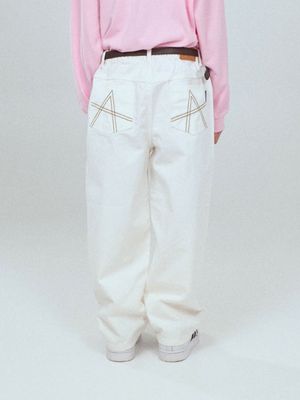 WHITE COTTON TWILL PANTS WHITE