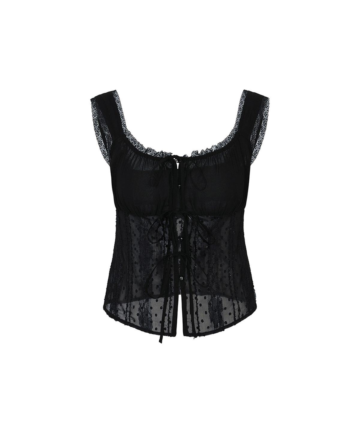 페인오어플레져(PAINORPLEASURE) PURITY LACE TOP black