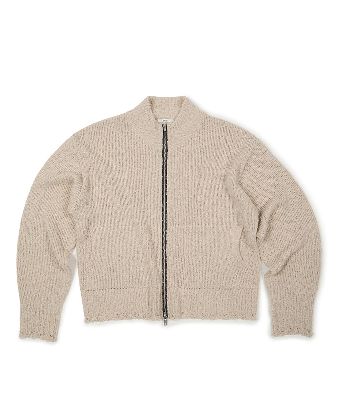 이티씨이(ETCE) DAMAGED CROP NET KNIT ZIP UP (IVORY)