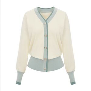 페미닌배색브이넥니트가디건_V6A-CCA015