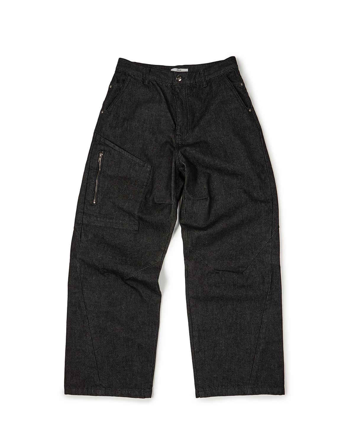 이티씨이(ETCE) SIDE POCKET CURVED DENIM (BLACK)