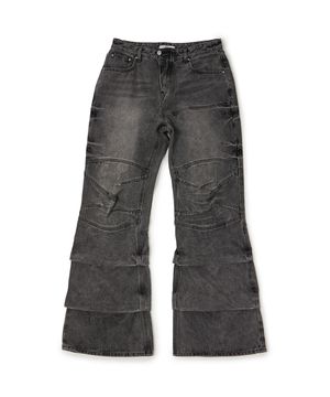 STACKING FLARE DENIM PANTS (GRAY)