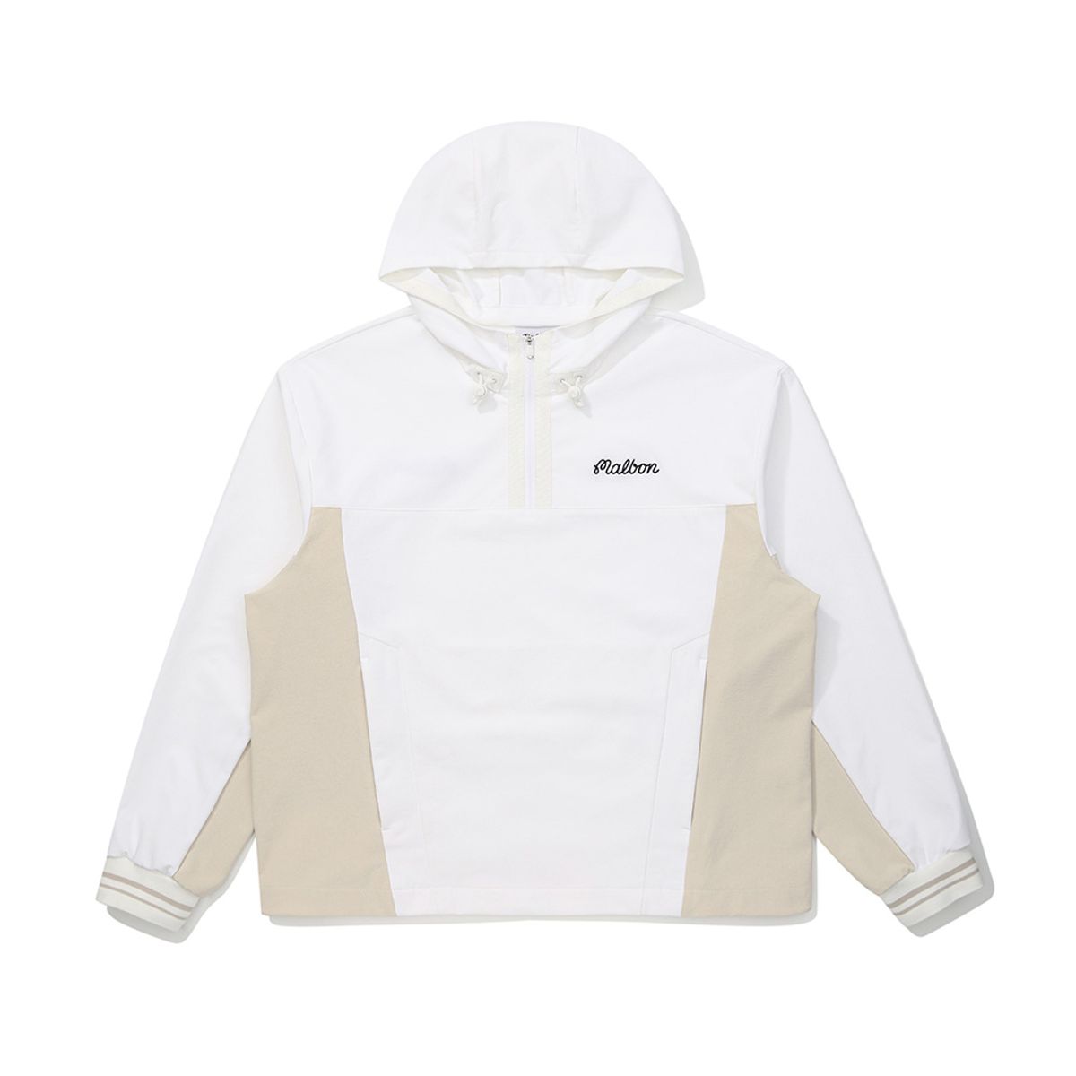 말본 골프(MALBON GOLF) 여성 우븐라이크 저지 소프트쉘 후드 아노락 WHITE (WOMAN)