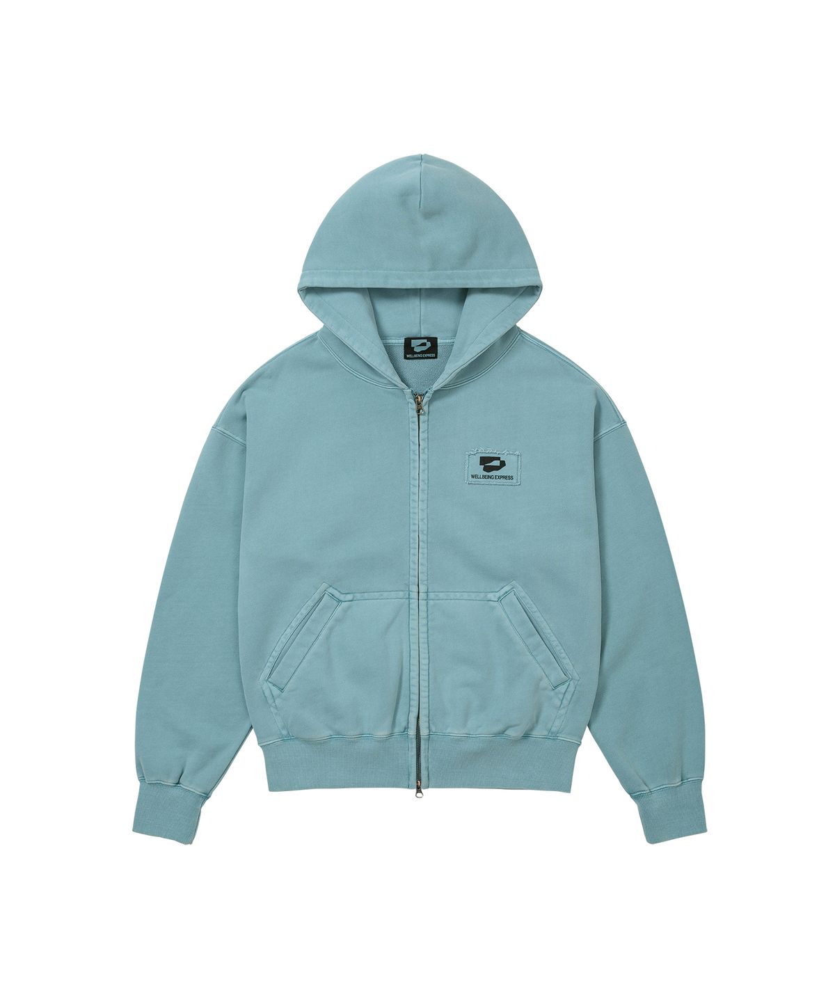 웰빙익스프레스(WELLBEING EXPRESS) Logo Patch Zipup Hoodie Blue