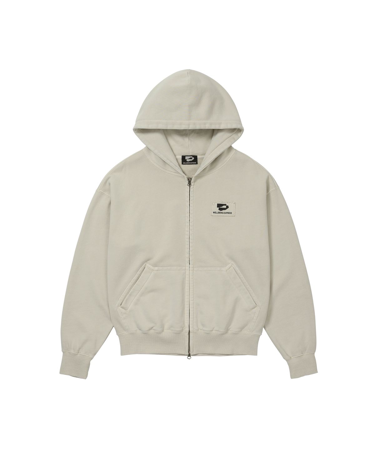 웰빙익스프레스(WELLBEING EXPRESS) Logo Patch Zipup Hoodie Beige