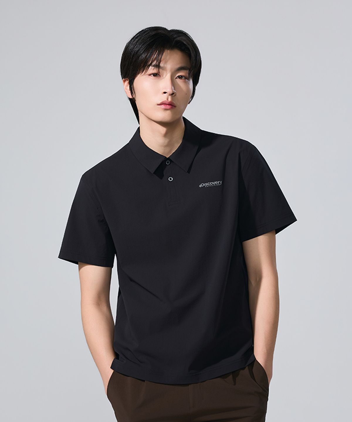 디스커버리 익스페디션(DISCOVERY EXPEDITION) 남성 프레시벤트 에어닷 우븐 카라티 (BLACK)