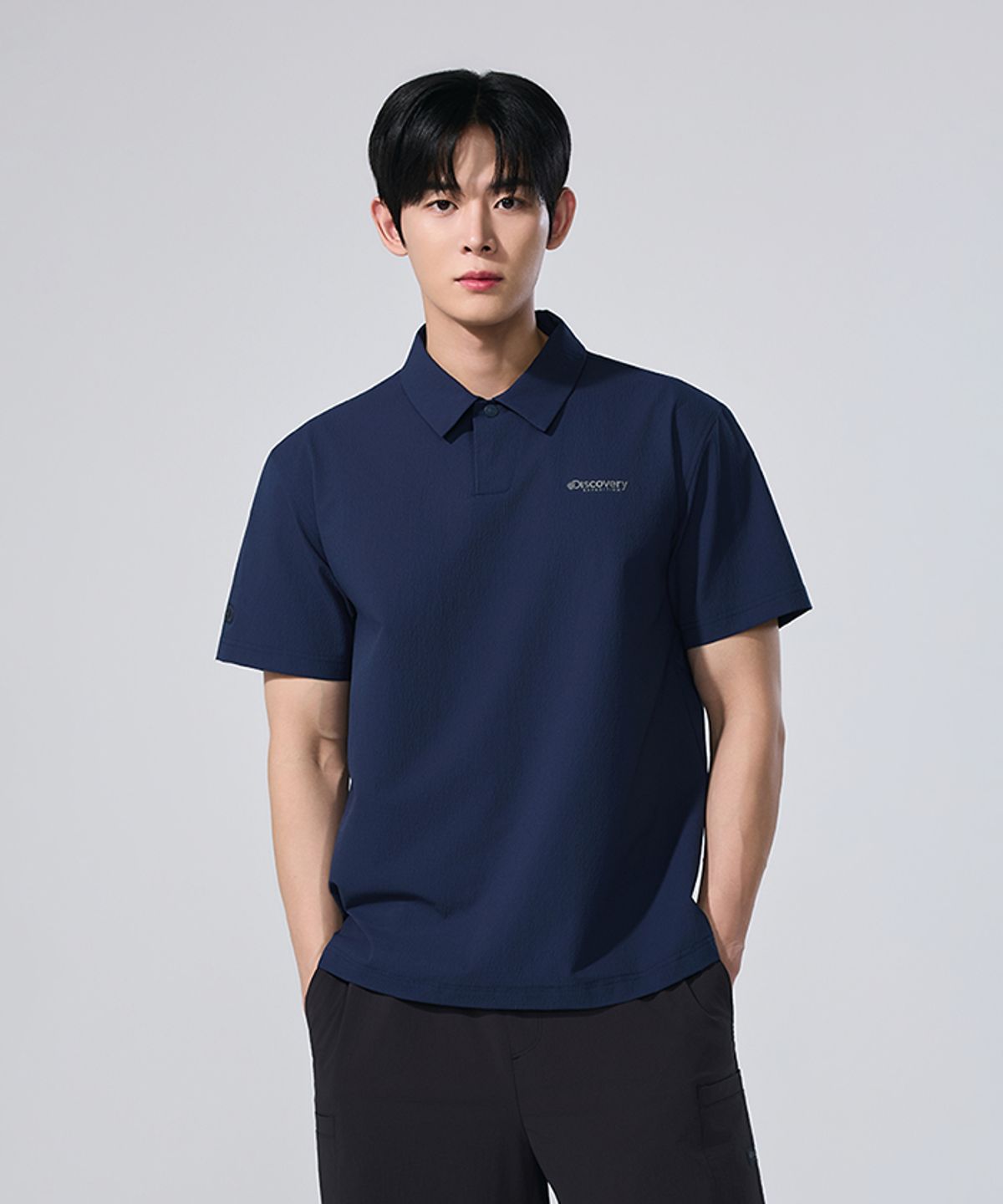 디스커버리 익스페디션(DISCOVERY EXPEDITION) 남성 시어서커 우븐 카라티 (D/NAVY)