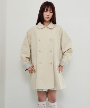 ROUND COLLAR HALF TRENCH COAT_BEIGE