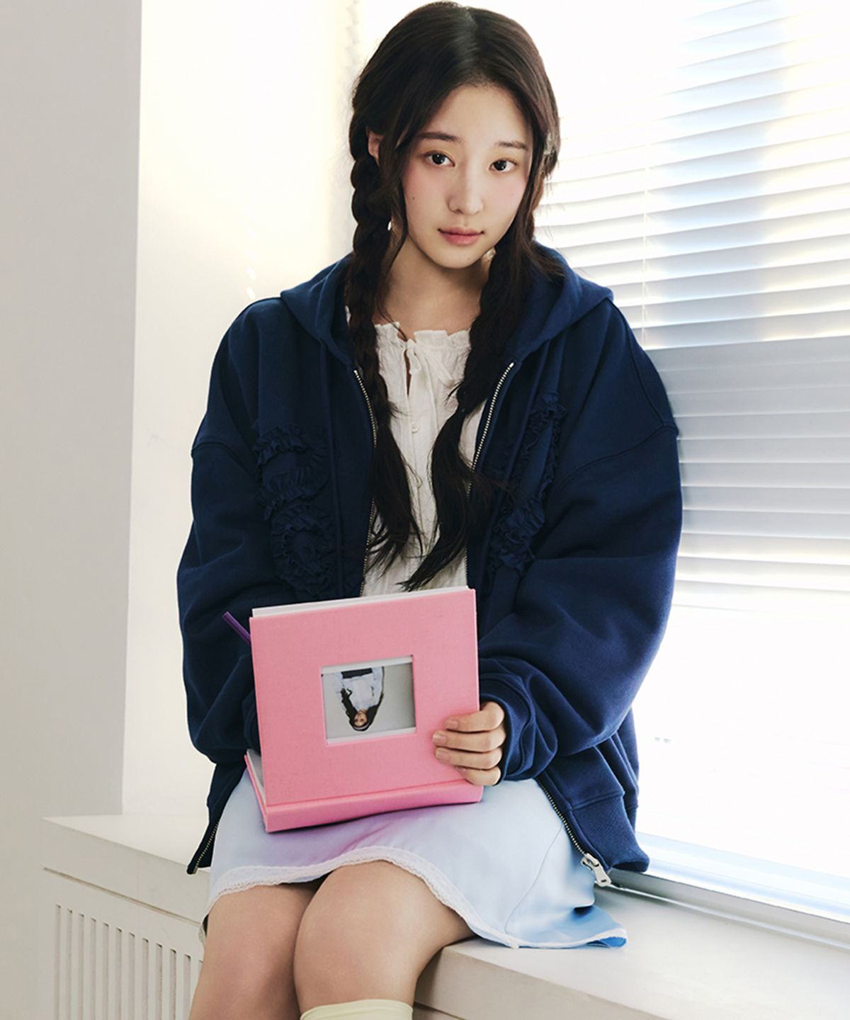 셀리테일즈(CELITAILS) CELI FRILL HOODIE ZIP-UP_NAVY