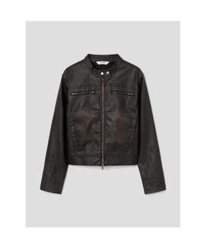 워시드 라이더 페이크 레더 아우터  브라운