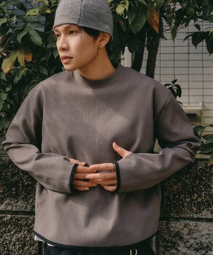 와플 핑거 홀 롱 슬리브 [빈티지 그레이]