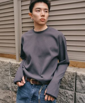 와플 핑거 홀 롱 슬리브 [빈티지 차콜]