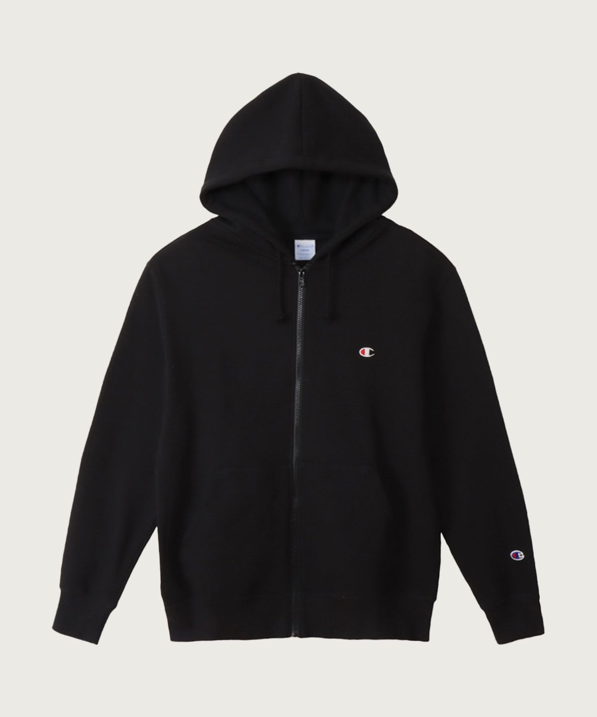 챔피온(CHAMPION) 베이직 C로고 레귤러핏 후드 집업 Off Black
