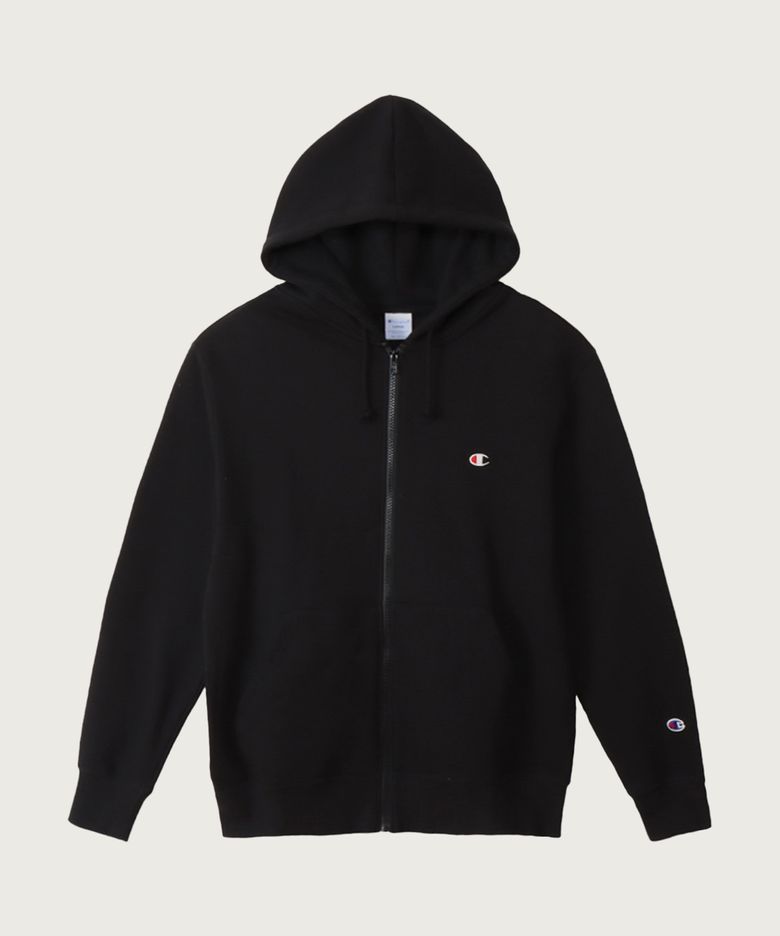 베이직 C로고 레귤러핏 후드 집업 Off Black
