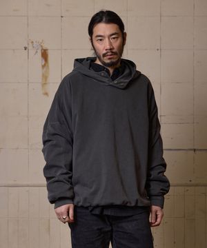 스냅 버튼 피그먼트 워싱 후드티 챠콜