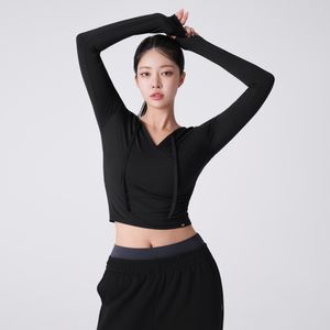 SWC26005-01 셔링 랩 후드 커버업 블랙