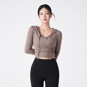 SWC26005-03 셔링 랩 후드 커버업 애쉬브라운