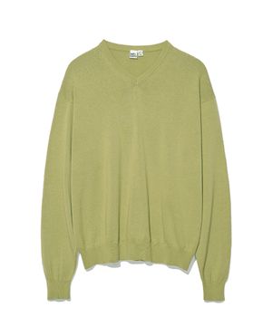 V 넥 니트 스웨터 올리브