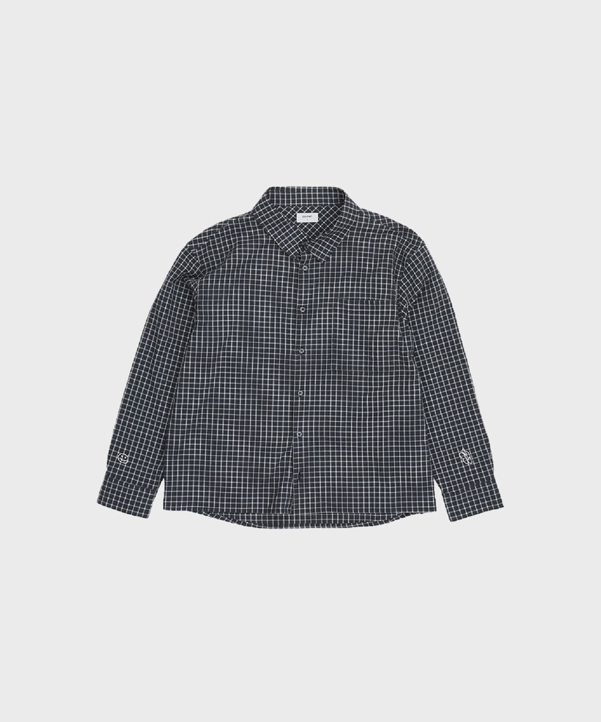 오울(OOOWL) LIGHT CHECK SHIRTS LOVE FLOWER DEEP NAVY