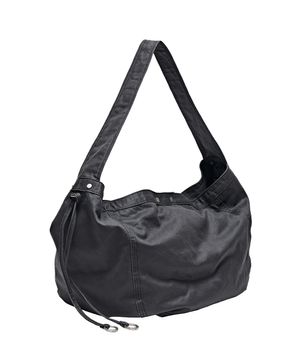 VTG 워시드 페이퍼 레더 호보 백 블랙