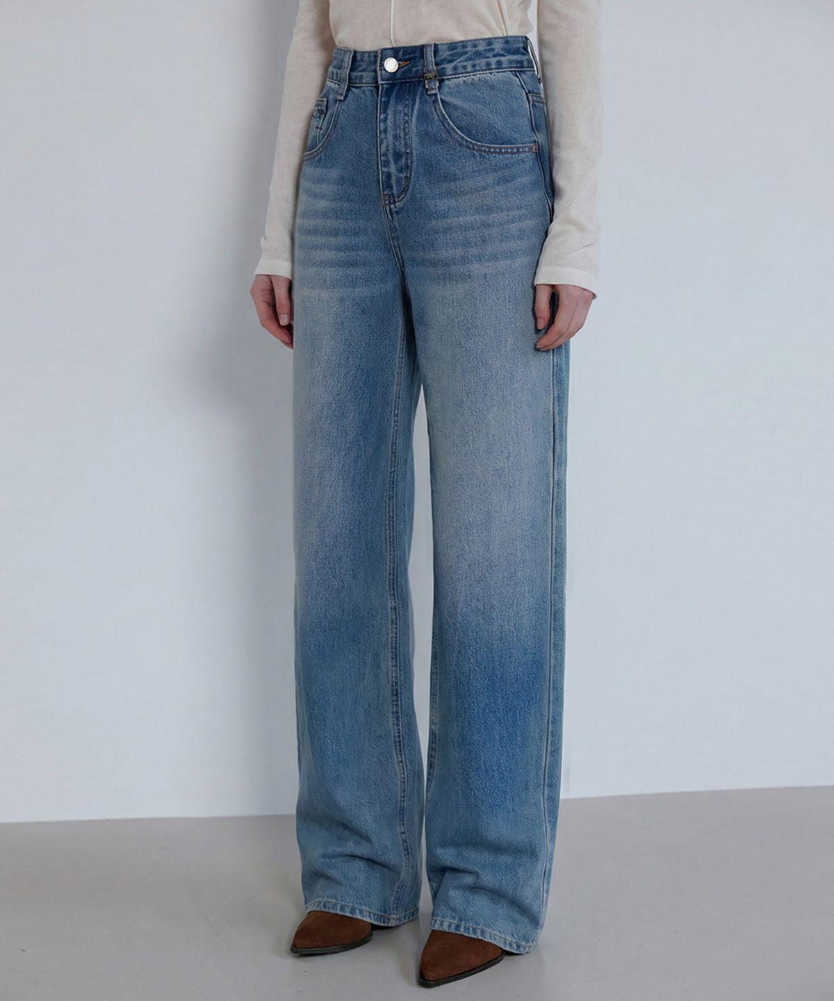 논앤논(NON AND NON) [맞춤기장] [와이드707] VINTAGE WASHED WIDE DENIM PANTS_N6SDP0417