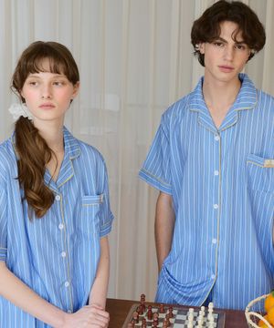 [2pack] (uni) 카프리 반팔 카라 잠옷 세트