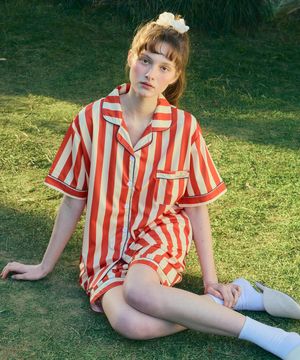 (uni) 레드윌리 반팔 카라 잠옷 세트