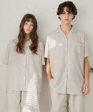 (uni) 문라이트 반팔 카라 잠옷 세트