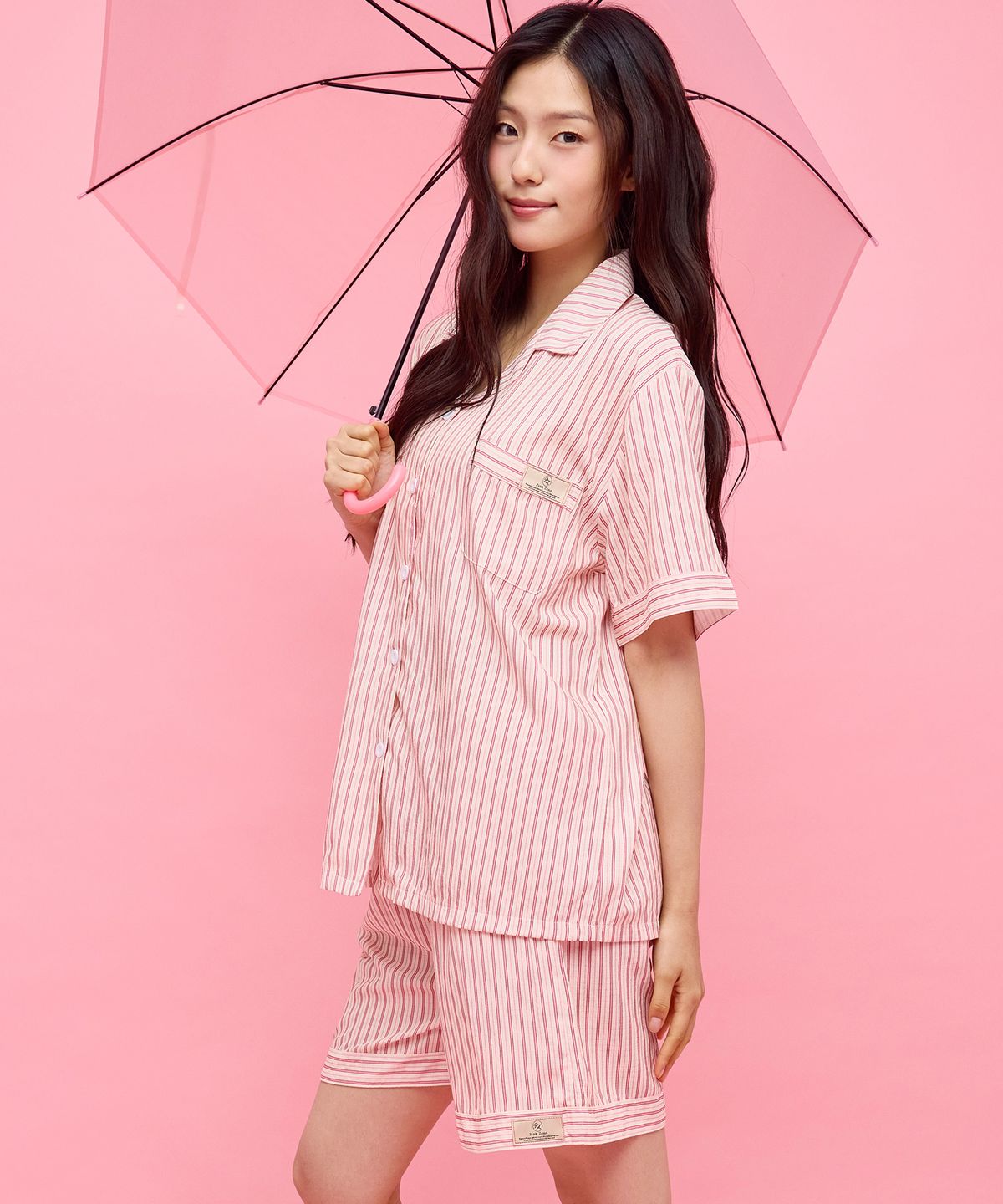 핑크존(PINKZONE) (uni) 스피넬 반팔 카라 잠옷 세트