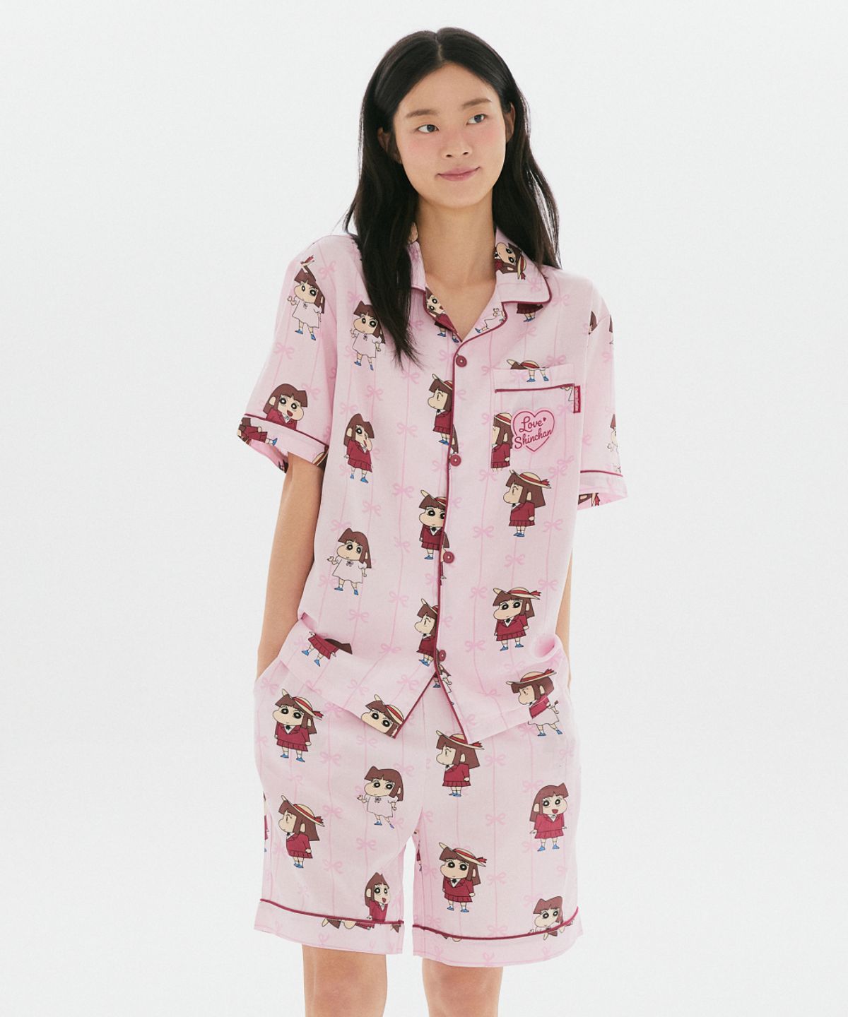 스파오(SPAO) [짱구] 꿀잠 자는 짱구 반팔 파자마(PINK)_SPPPG25U02