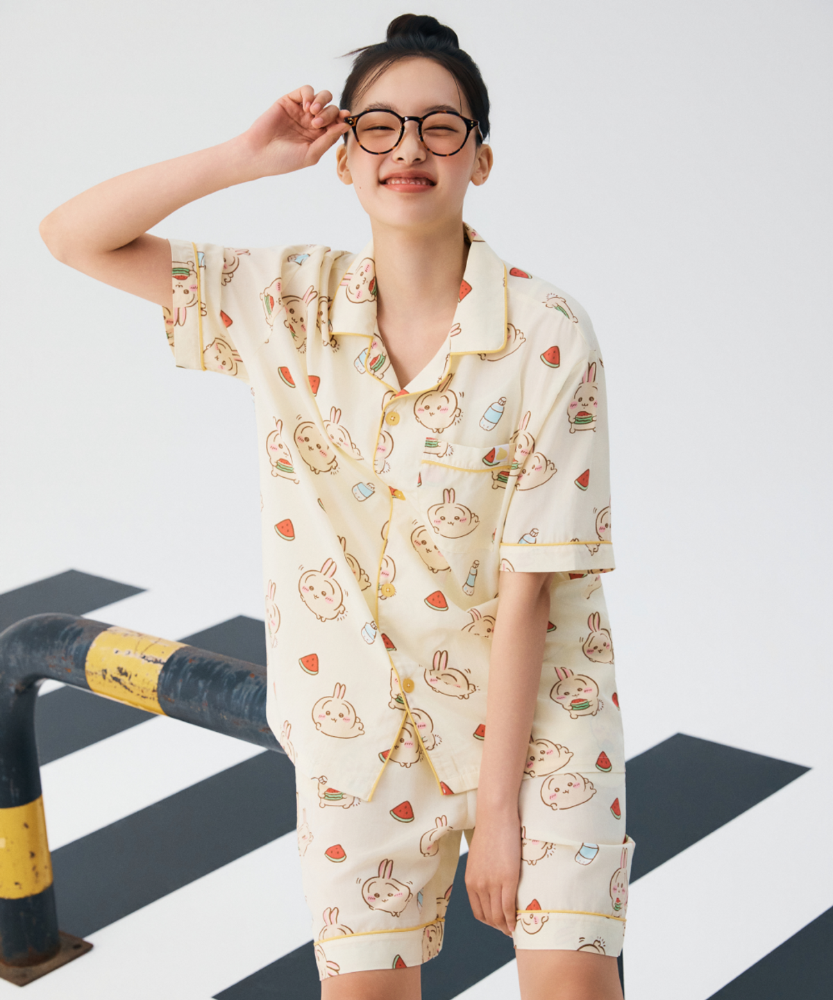 스파오(SPAO) [먼작귀] 먼가 작고 귀여운 여름 반팔 파자마(YELLOW)_SPPPG25U05