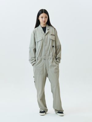 디테쳐블 슬리브 레트로 레터링 점프수트 (그레이)