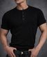 프리미엄 머슬핏 헨리넥 하프 티셔츠[블랙]