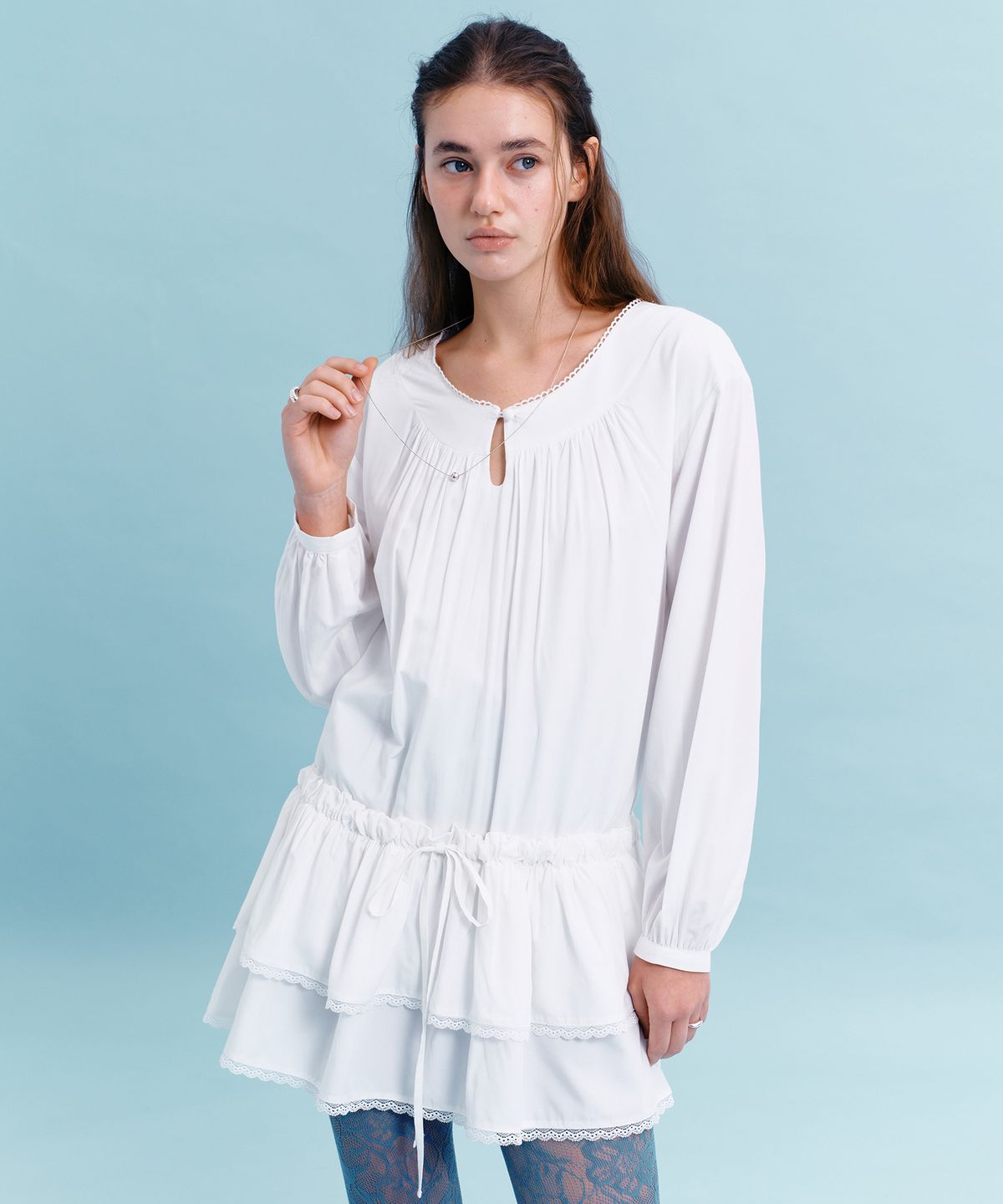 마가린핑거스(MARGARIN FINGERS) LACE CANCAN ONE-PIECE (WHITE)