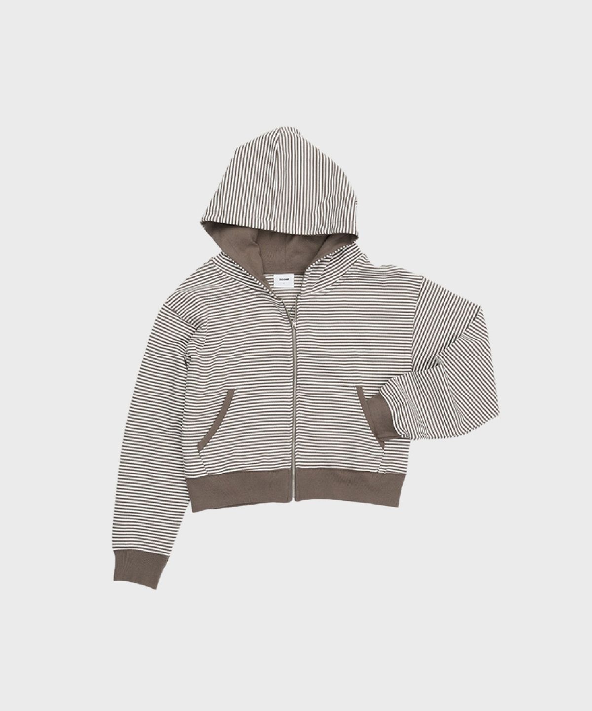 오울(OOOWL) STRIPE HOOD ZIP UP HEART BROWN