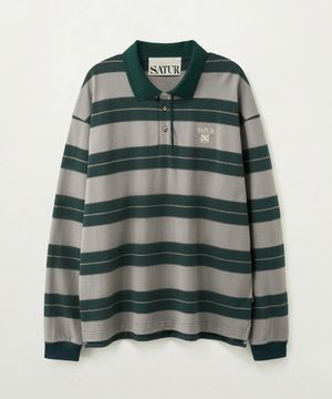 아페로 스트라이프 피케 롱 슬리브 그린