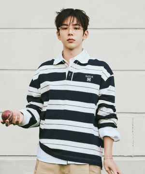 [라이즈PICK] 아페로 스트라이프 피케 롱 슬리브 네이비