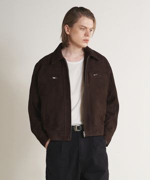 [리얼레더] 프리미엄 고트 램 스웨이드 레이어 자켓 (다크 브라운)