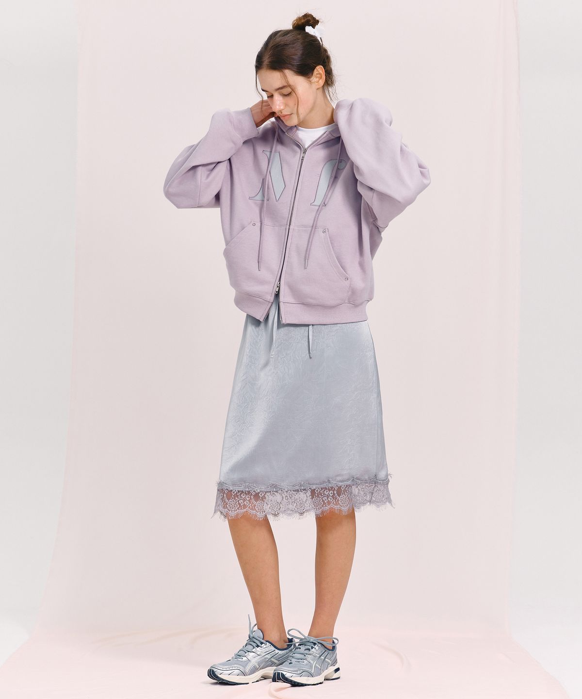 마가린핑거스(MARGARIN FINGERS) LACE JACQUARD SKIRT (LIGHT BLUE)