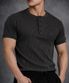 프리미엄 머슬핏 헨리넥 하프 티셔츠[차콜]