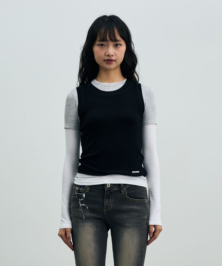 COMET LAYERED SLEEVE TOP / BLACK
