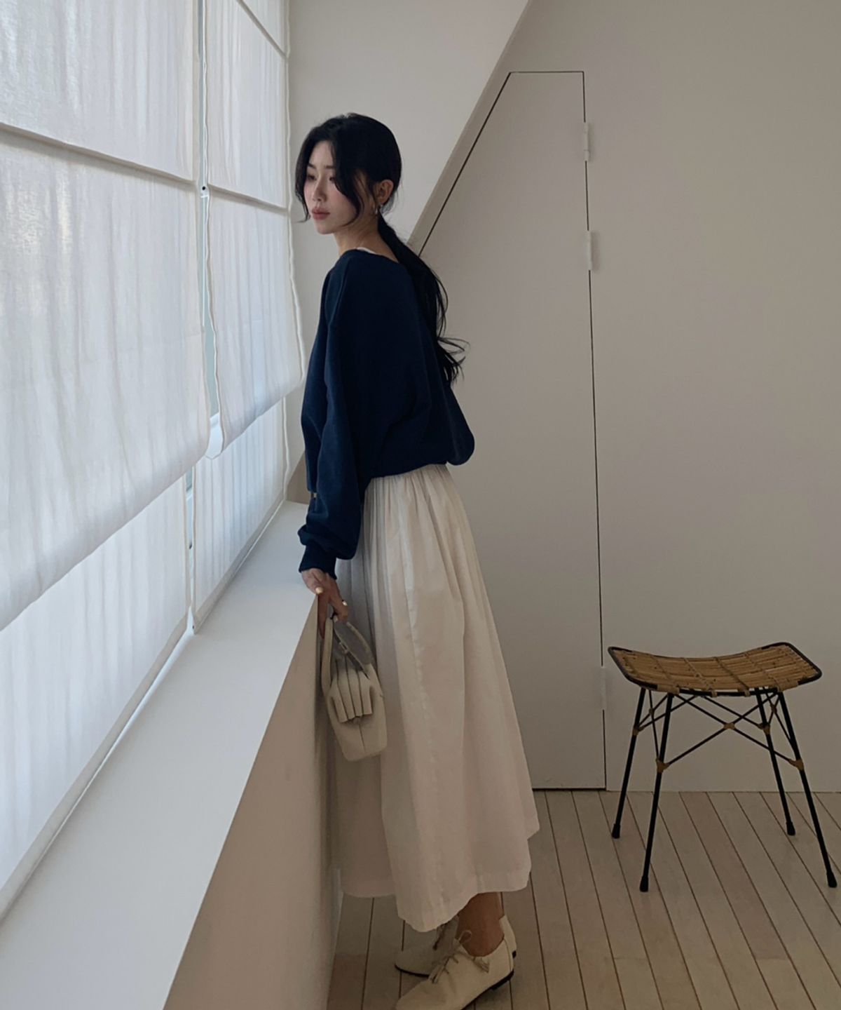 다미(DAMI) 화이트 롱 스커트