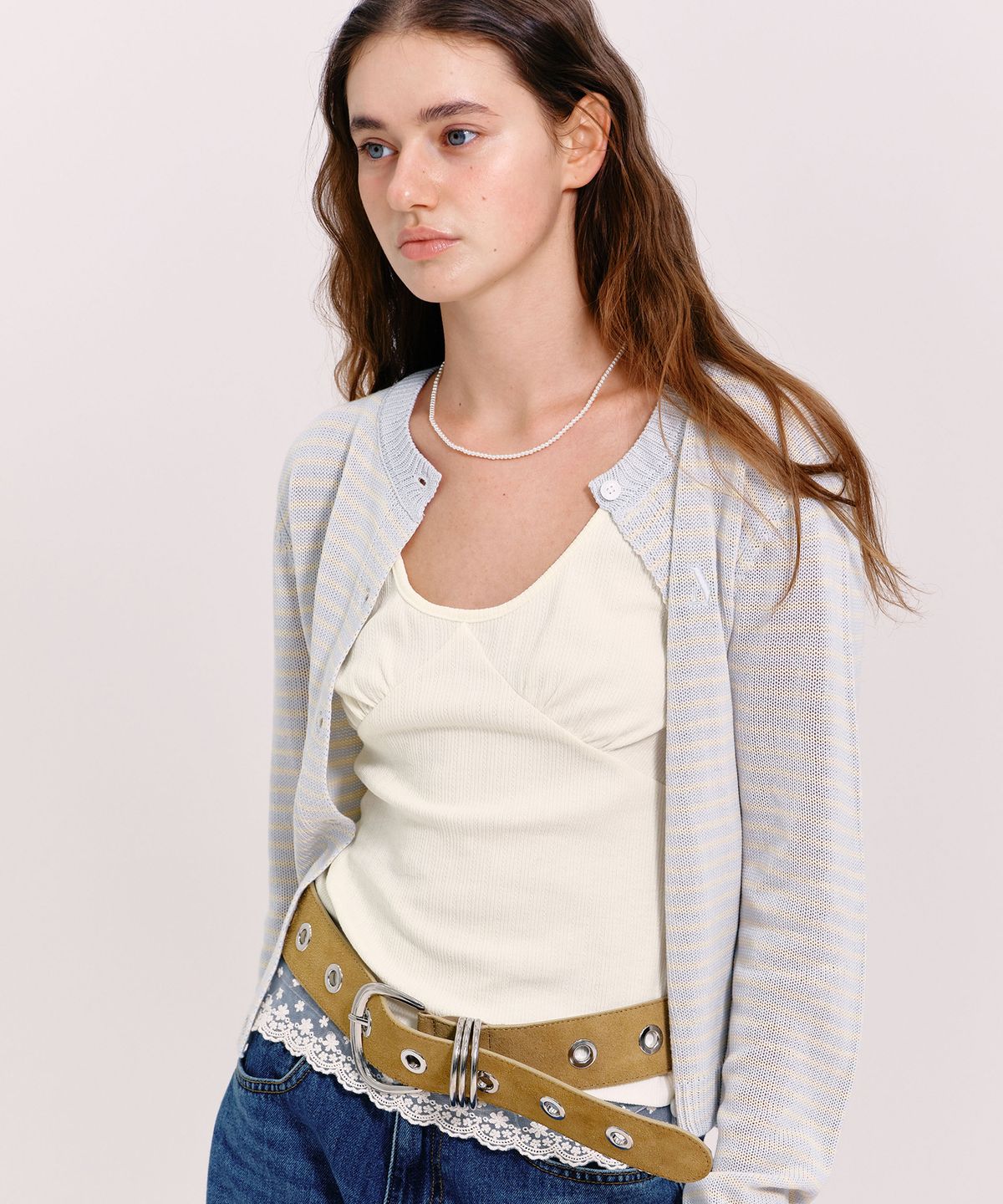 마가린핑거스(MARGARIN FINGERS) WIDE EYELET BELT (BUTTER)