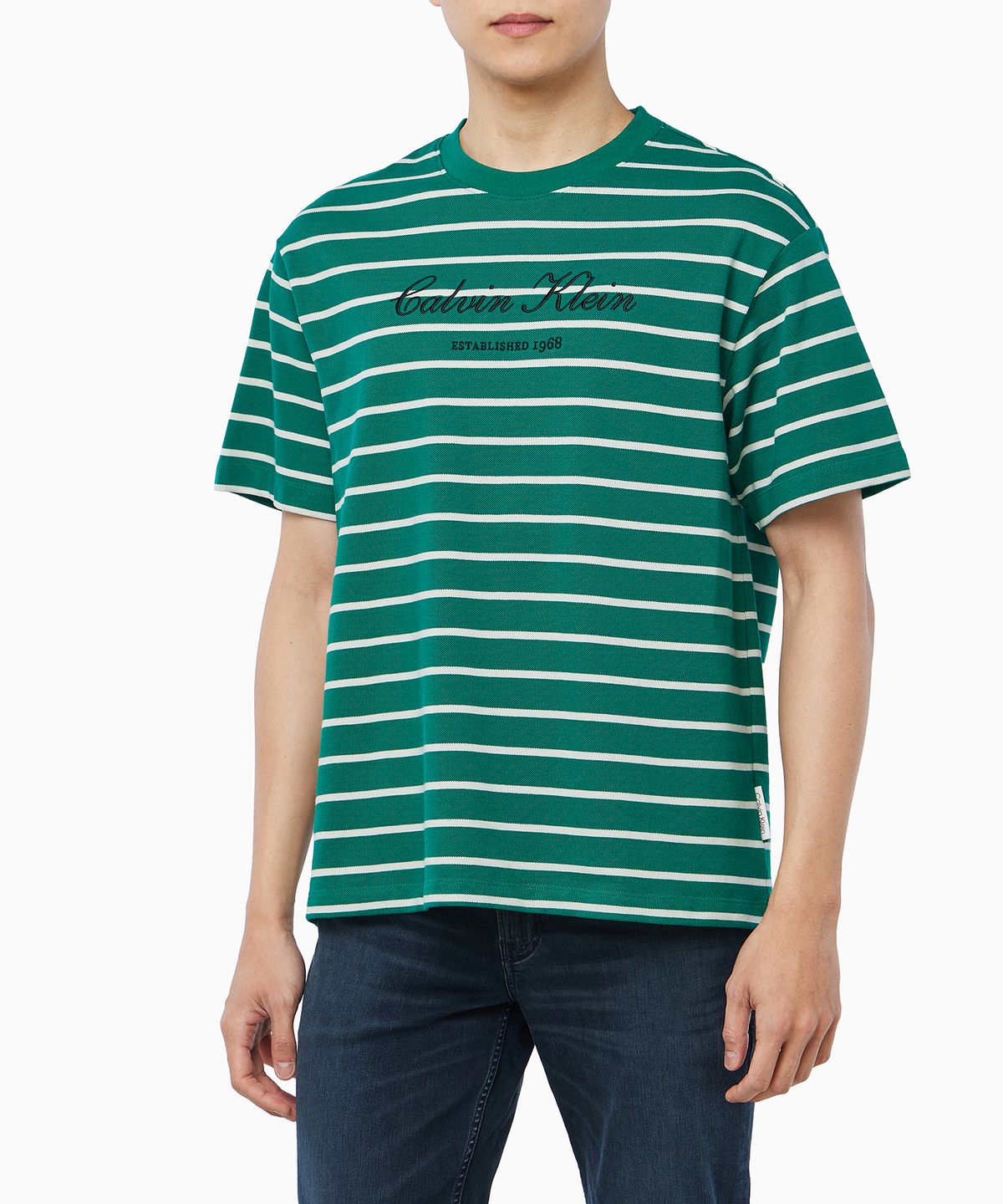 캘빈클라인 진(CALVIN KLEIN JEANS) 스트라이프 피케 캘빈 NYC 반팔 티셔츠 4RF204G L4G