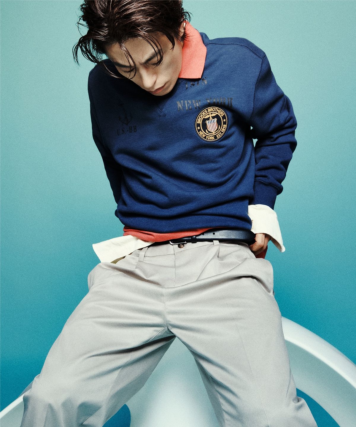 브룩스 브라더스(BROOKS BROTHERS) [Heritage] Anchor 스웨트 셔츠 (네이비) (BBNPMHG151)