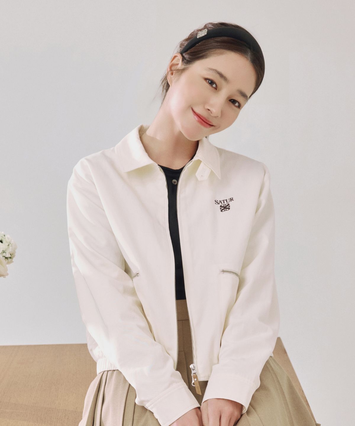 세터(SATUR) (W) 마론 칼라 블루종 자켓 크림