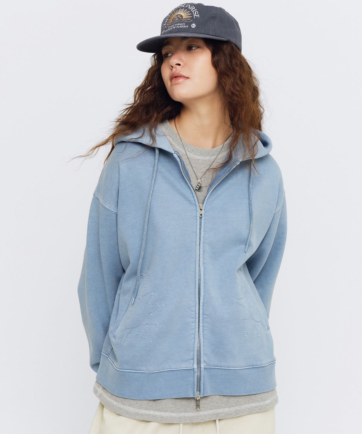 헬로 선라이즈(HELLO SUNRISE) HS Symbol Hoodie Zip Up_VTG Blue