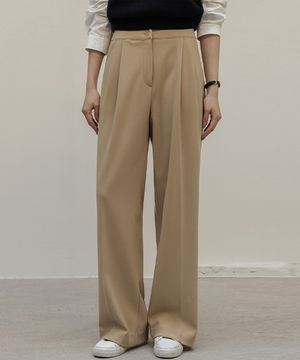 [인생360] [3단기장] 쫀득쫀쫀 소프트 투핀턱 와이드 슬랙스_F6S162SL