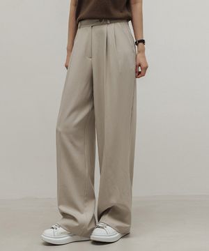 [인생360] [3단기장] 워셔블 텀블 드라이 투핀턱 와이드 슬랙스_F6S171SL